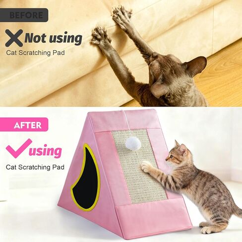 Upgraded Cat Scratcher House, 3 in 1 Foldable Sisal Cat Scratcher, Double-Sided Usability, Durable Cat Furniture for Cats to Play, Scratch, and Sleep in Saudi Arabia