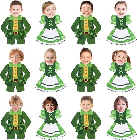 FOBSME 100 Pcs St. Patrick's Day Leprechaun Cutouts 5.91 Inch St. Patrick's Day Suit and Dress Bulletin Board Decorations DIY Paper Cutouts for Photo Crafts Irish Holiday Party Classroom Home Decor in Saudi Arabia