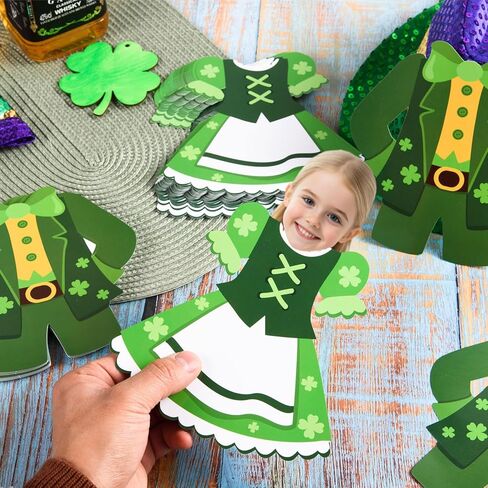 FOBSME 100 Pcs St. Patrick's Day Leprechaun Cutouts 5.91 Inch St. Patrick's Day Suit and Dress Bulletin Board Decorations DIY Paper Cutouts for Photo Crafts Irish Holiday Party Classroom Home Decor in Saudi Arabia