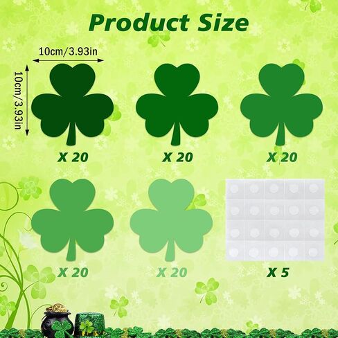 Lucleag 100PCS St. Patrick’s Day Shamrock Cutouts for Bulletin Board Decoration, 5 Color Shamrock Paper Cutout Clover Cut-Outs for St. Patricks Day Craft Irish Classroom Party Decor, 4 in in Saudi Arabia