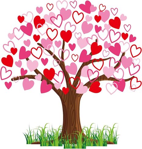 Nosiny 102 Pcs Classroom Tree Bulletin Board Decorations Set Valentine's Day Decoration Hearts Bulletin Board Tree Cutouts with Love Heart Cutouts for Chalkboard Wall Supplies(Bright Color) in Saudi Arabia