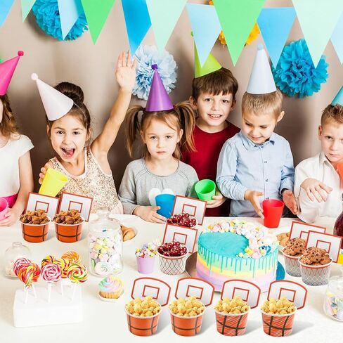 WorldBazaar Basketball Hoop Snack Cups 24 Sets Basketball Party Supplies Kids Paper Snack Cups Disposable Treat Snacks Candy Ice Cream Bowls Party Decorations in Saudi Arabia