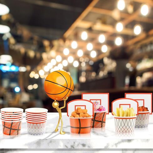WorldBazaar Basketball Hoop Snack Cups 24 Sets Basketball Party Supplies Kids Paper Snack Cups Disposable Treat Snacks Candy Ice Cream Bowls Party Decorations in Saudi Arabia
