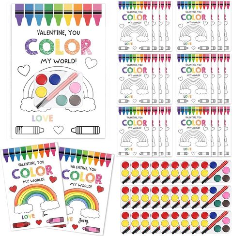 24 Sets Valentines Day Gifts Mini Watercolor Paint Set with Painting Small Animals Cards Tray Paint Brush Bag for Valentines Day Gift Art Party Favor in Saudi Arabia