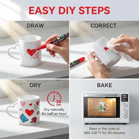 طقم طلاء الأكواب مكون من 4 قطع قم بطلاء الكوب الخاص بك مع صندوق هدايا مصنوع يدويًا للأزواج والأم والأب والأصدقاء هدية ذاتية الصنع (12 أونصة) in Kuwait