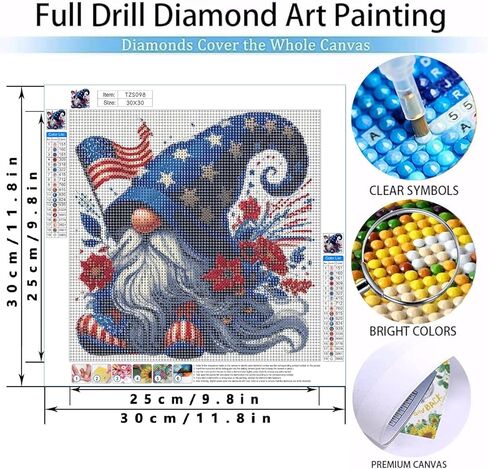 مومديد 5D DIY علم الولايات المتحدة يوم الاستقلال جنوم مجموعات الطلاء الماسي للبالغين، الولايات المتحدة 4 يوليو الحفر الكامل لوحات حجر الراين الكريستال صور الفنون جدار ديكور اللوحة النقاط مجموعات 12 × 12 بوصة in Saudi Arabia