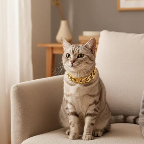 Larrel 2 Pcs Cat Chain Collar, Adjustable Lightweight PET Chain for Cat Exquisite Pet Stylish Decorative Accessory for Small Cats Dogs(Gold, Rose Gold) in Kuwait