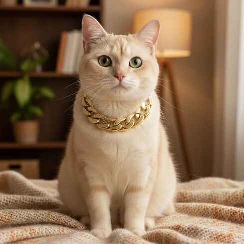 Larrel 2 Pcs Cat Chain Collar, Adjustable Lightweight PET Chain for Cat Exquisite Pet Stylish Decorative Accessory for Small Cats Dogs(Gold, Rose Gold) in Kuwait