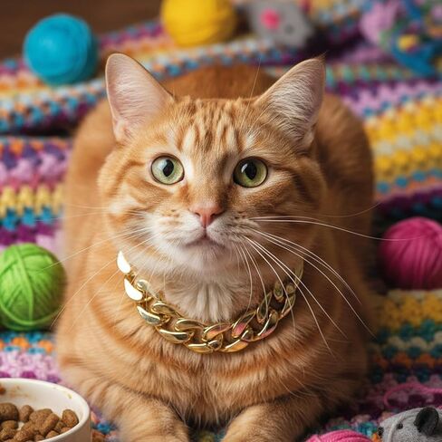 Larrel 2 Pcs Cat Chain Collar, Adjustable Lightweight PET Chain for Cat Exquisite Pet Stylish Decorative Accessory for Small Cats Dogs(Gold, Rose Gold) in Kuwait