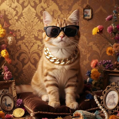 Larrel 2 Pcs Cat Chain Collar, Adjustable Lightweight PET Chain for Cat Exquisite Pet Stylish Decorative Accessory for Small Cats Dogs(Gold, Rose Gold) in Kuwait
