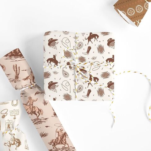 Whaline 10 قطع من نسيج رعاة البقر الغربي مربعات من نسيج القطن، حزم صغيرة من خيول رعاة البقر البنية الصغيرة، أقمشة خياطة الصبار للغرب البري، ديكور الحفلات اليدوية، 25.4 × 25.4 سم in Kuwait