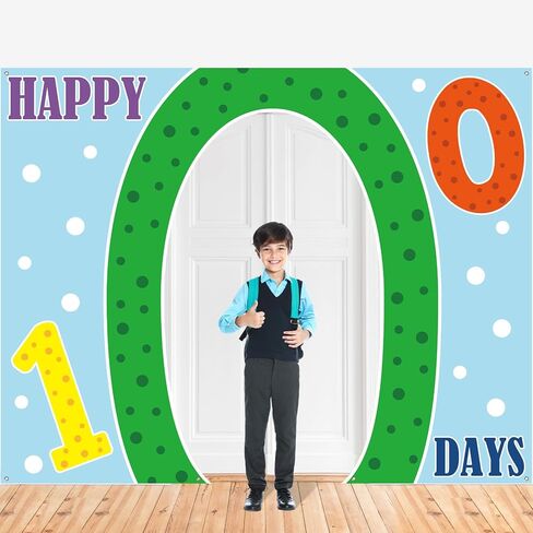 Happy 100 Days Backdrop Photo Prop 100th Day of School Door Banner Decorations Happy 100 Days School Photography Background for Kids Kindergarten Preschool Classroom 100th Day Party Supplies Favors in Saudi Arabia