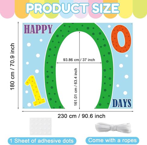 Happy 100 Days Backdrop Photo Prop 100th Day of School Door Banner Decorations Happy 100 Days School Photography Background for Kids Kindergarten Preschool Classroom 100th Day Party Supplies Favors in Saudi Arabia