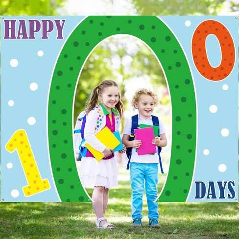 Happy 100 Days Backdrop Photo Prop 100th Day of School Door Banner Decorations Happy 100 Days School Photography Background for Kids Kindergarten Preschool Classroom 100th Day Party Supplies Favors in Saudi Arabia