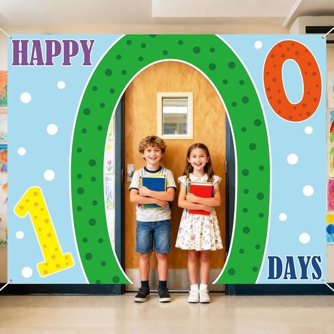 Happy 100 Days Backdrop Photo Prop 100th Day of School Door Banner Decorations Happy 100 Days School Photography Background for Kids Kindergarten Preschool Classroom 100th Day Party Supplies Favors in Saudi Arabia