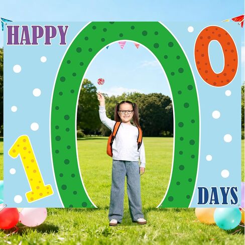 Happy 100 Days Backdrop Photo Prop 100th Day of School Door Banner Decorations Happy 100 Days School Photography Background for Kids Kindergarten Preschool Classroom 100th Day Party Supplies Favors in Saudi Arabia