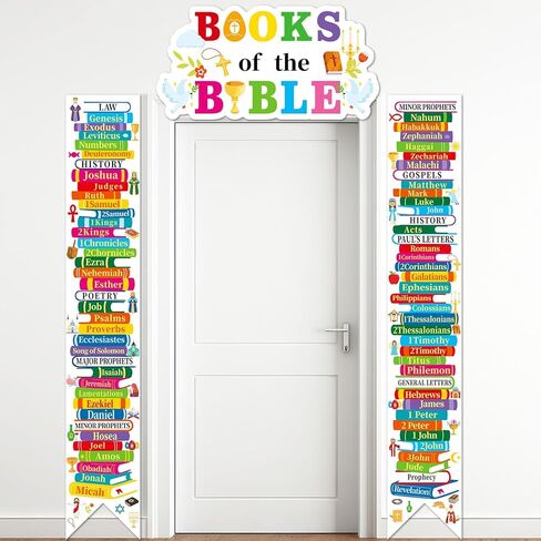 3Pcs Books of the Bible Banners Hanging Church Banners Poster Colorful Religious Christian Educational Porch Signs Back to School Scripture Wall Decoration for Classroom Sunday School Door Home Decor in Saudi Arabia