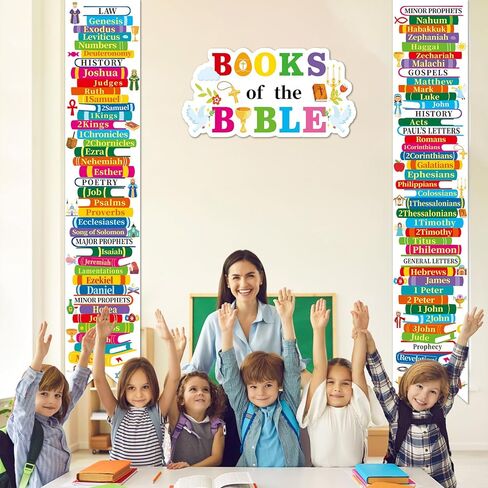 3Pcs Books of the Bible Banners Hanging Church Banners Poster Colorful Religious Christian Educational Porch Signs Back to School Scripture Wall Decoration for Classroom Sunday School Door Home Decor in Saudi Arabia