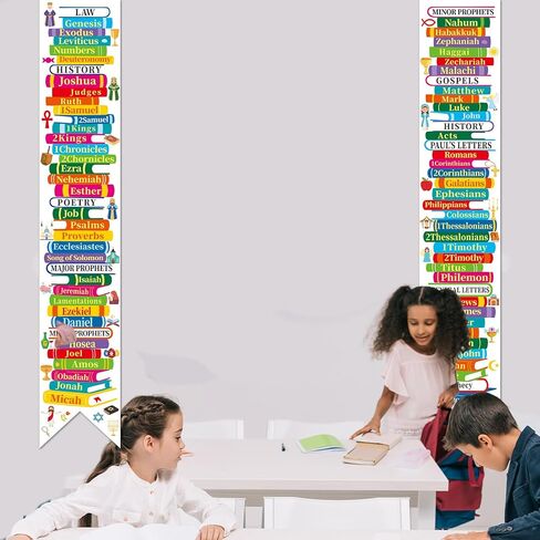 3Pcs Books of the Bible Banners Hanging Church Banners Poster Colorful Religious Christian Educational Porch Signs Back to School Scripture Wall Decoration for Classroom Sunday School Door Home Decor in Saudi Arabia