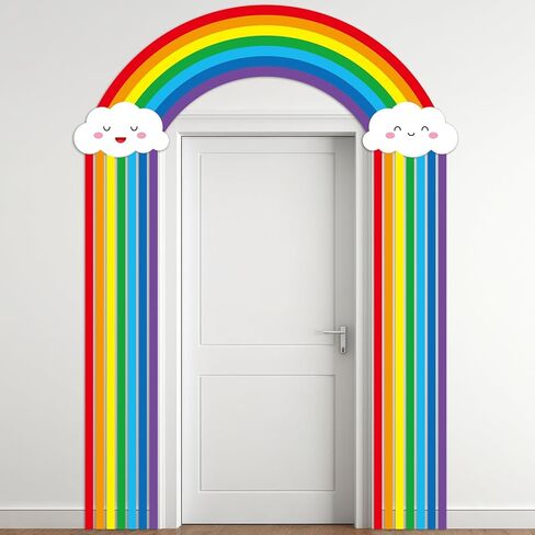 3 Pcs Rainbow Birthday Party Porch Banner Rainbow Cloud Door Hanging Decoration Colorful Party Hanging Banner Porch Signs Backdrop for Home Classroom Door Baby Shower Photo Booth Props Wall Decor in Saudi Arabia