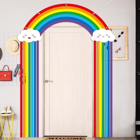 3 Pcs Rainbow Birthday Party Porch Banner Rainbow Cloud Door Hanging Decoration Colorful Party Hanging Banner Porch Signs Backdrop for Home Classroom Door Baby Shower Photo Booth Props Wall Decor in Saudi Arabia