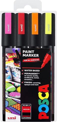posca - PC-5M Fluorescent Paint Marker - Set of 4 - In Wallet in Saudi Arabia