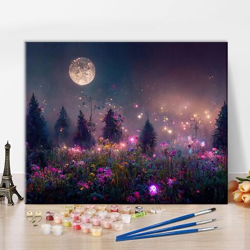 TUMOVO Adult Paint by Number Kits on Canvas, Moonlight Wilderness Scenery Paint by Numbers, Painting by Numbers for Adults, DIY Number Painting Kits Canvas Arts for Home Decor, 16 X20 Inch in Saudi Arabia