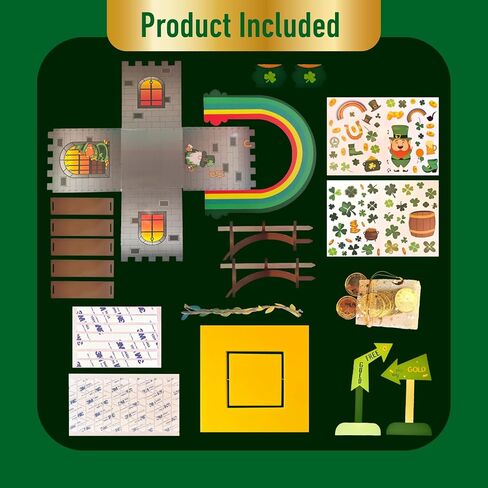 JJI St Patrick's Day Leprechaun Trap Kit St. Patricks Day Decorations Leprechaun Trap Crafts Kit for Kids St Patricks Day Party Supplies (CastleTrap) in Saudi Arabia