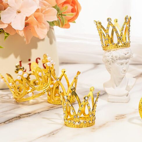 15Pcs Mini Crowns for Flower Bouquets, Mini Crown Cake Topper, Small Crystal Pearl Cupcake Toppers for Flower Arrangements Cupcake Baby Shower Birthday Party Wedding Decor in Saudi Arabia