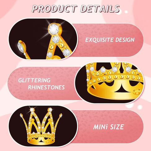 15Pcs Mini Crowns for Flower Bouquets, Mini Crown Cake Topper, Small Crystal Pearl Cupcake Toppers for Flower Arrangements Cupcake Baby Shower Birthday Party Wedding Decor in Saudi Arabia