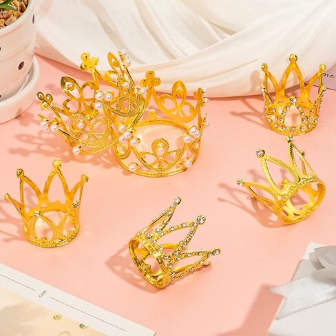 15Pcs Mini Crowns for Flower Bouquets, Mini Crown Cake Topper, Small Crystal Pearl Cupcake Toppers for Flower Arrangements Cupcake Baby Shower Birthday Party Wedding Decor in Saudi Arabia