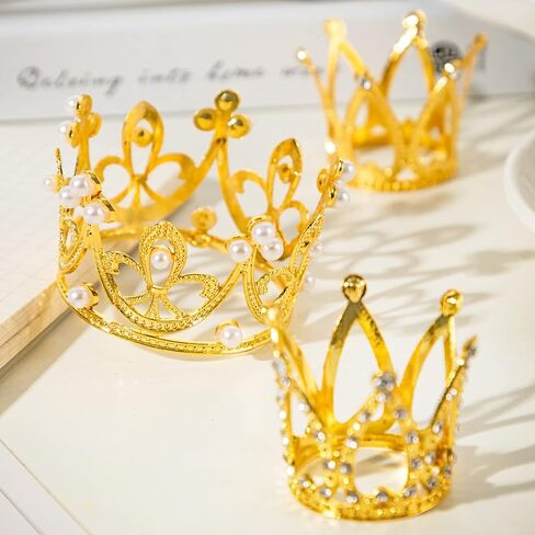 15Pcs Mini Crowns for Flower Bouquets, Mini Crown Cake Topper, Small Crystal Pearl Cupcake Toppers for Flower Arrangements Cupcake Baby Shower Birthday Party Wedding Decor in Saudi Arabia