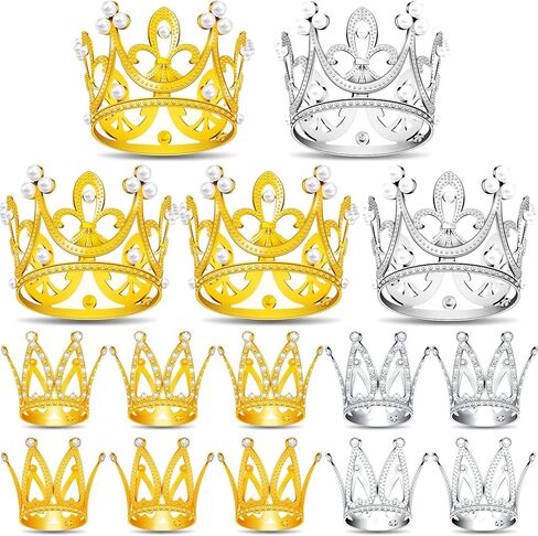 15Pcs Mini Crowns for Flower Bouquets, Mini Crown Cake Topper, Small Crystal Pearl Cupcake Toppers for Flower Arrangements Cupcake Baby Shower Birthday Party Wedding Decor in Saudi Arabia