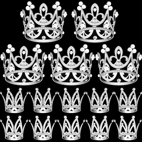 15Pcs Mini Crowns for Flower Bouquets, Mini Crown Cake Topper, Small Crystal Pearl Cupcake Toppers for Flower Arrangements Cupcake Baby Shower Birthday Party Wedding Decor in Saudi Arabia