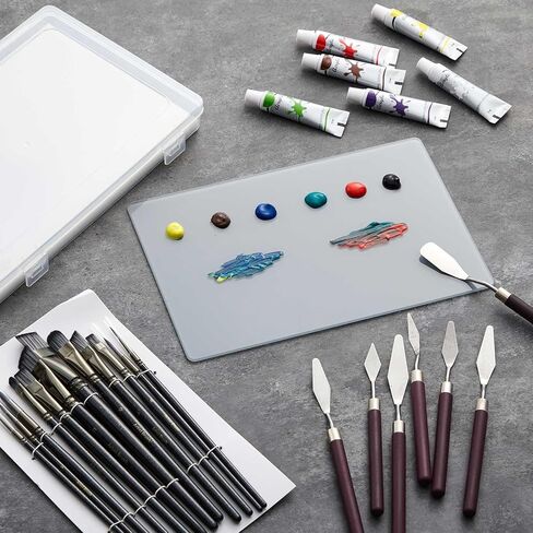 Nuanchu 22 Pcs Painting Starter Kit for Beginners, Tempered Glass Paint Palette, Stay Wet Palette Box with Lid, Brushes, Knives, Sponge, All-in-one Art Set Gift for Beginners, Artists & Painters in Saudi Arabia
