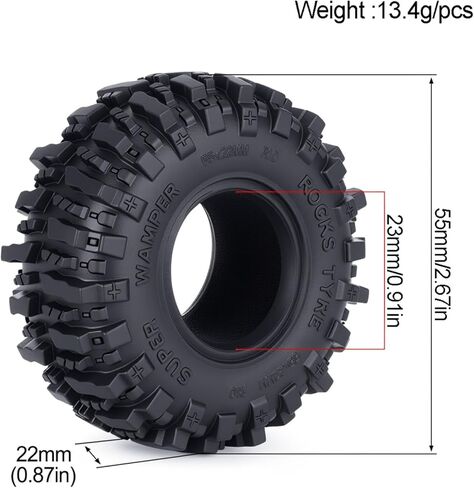 1.0 Tires 55mm Tall 1.0'' Mud Slingers Super Soft Sticky Tyre for RC Crawler SCX24 FCX24 TRX4M AX24 1/18 1/24 Upgrades (1.0 Mud Slingers Tires 55mm Tall) in Saudi Arabia