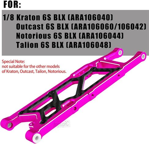 RC Carbon Fiber Rear Swing Arm Upgrade Parts for 1/8 Kraton 6S BLX,Outcast 6S BLX,Notorious 6S BLX,Talion 6S BLX, Rear Suspension Arms Hops up,Pink(2PCS) in Saudi Arabia