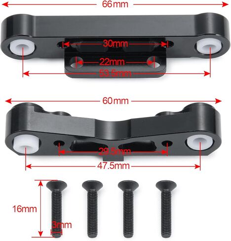 RC Aluminum Rear Lower Suspension Mount Fixing Arm Upgrades Part Compatible with Arrma Kraton Typhon Senton Talion 1/8 RC Car Upgrade Parts (Black) in Saudi Arabia