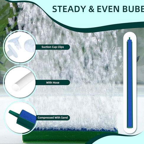 Saim Aquarium Air Stone Bar Bubbler, 2 Pack Bubbler Stone with Plastic Base, 9.8ft Airline Tubing with 3 Piece Suction Cup for Fish Tank, Air Stone Bar (11.8 Inch) in Saudi Arabia