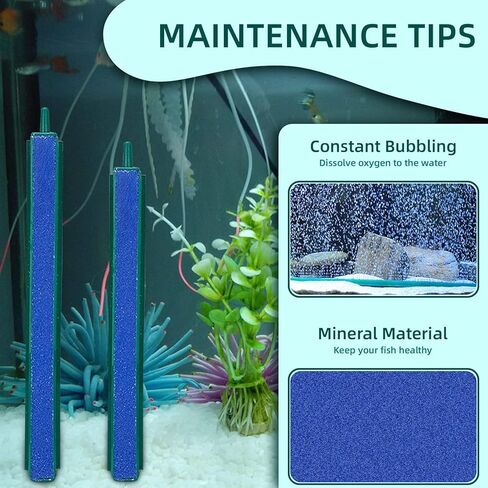 Saim Aquarium Air Stone Bar Bubbler, 2 Pack Bubbler Stone with Plastic Base, 9.8ft Airline Tubing with 3 Piece Suction Cup for Fish Tank, Air Stone Bar (11.8 Inch) in Saudi Arabia