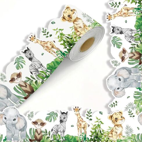 Runtoo 65 Feet Bulletin Board Borders Safari Animals Die-Cut Rolled Jungle Border Decorations Scalloped Trim for Teacher Classroom Back to School Supplies Wall Desk Window Door Decor in Saudi Arabia