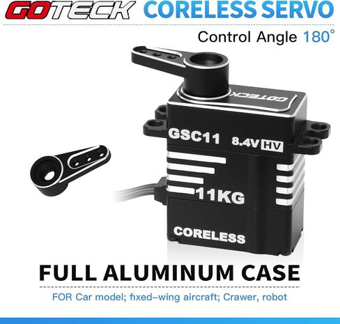 GOTECK Sub Micro Servo Coreless 8.4V مؤازرة توجيه عزم دوران عالية مع جبل وقرن مؤازر معدني لسيارة RC الزاحفة SCX24 C10 JLU Bronco Axial 1/24 ترقية أجزاء in Kuwait