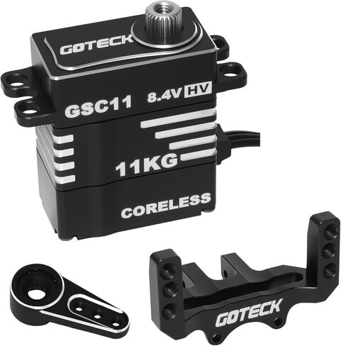 GOTECK Sub Micro Servo Coreless 8.4V مؤازرة توجيه عزم دوران عالية مع جبل وقرن مؤازر معدني لسيارة RC الزاحفة SCX24 C10 JLU Bronco Axial 1/24 ترقية أجزاء in Kuwait