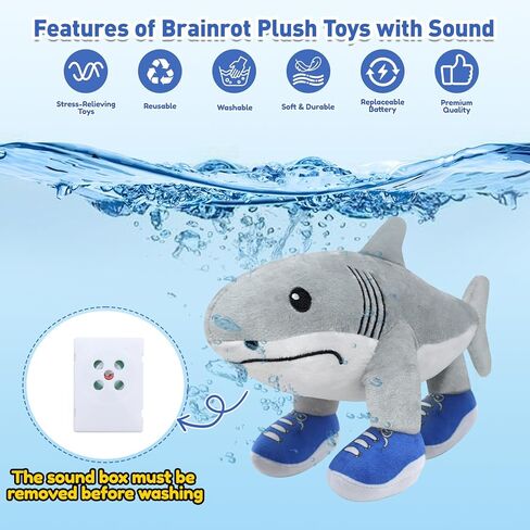 Plush with Sound - Italian Brainrot Toys, Tralalero Tralala Toy Steal A Brain Rot Soft Stuffed Meme Doll, Shark Plushies for Easter Basket Stuffers, Funny Birthday/Easter Gifts for Kids, Teens in Saudi Arabia