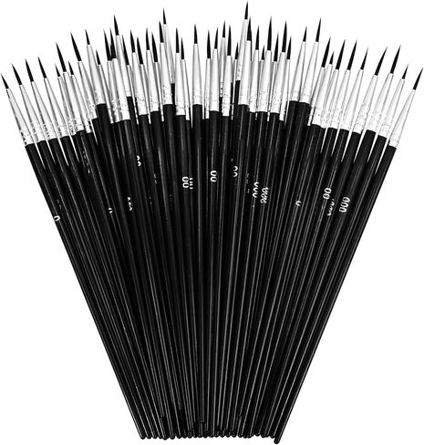 60 PCS Fine Detail Paint Brushes Set, #0#00#000 Small Paint Brushes for Miniatures, Acrylics & Watercolor, Ultra Thin Paint Brush for Model Crafts, Touch up & Paint by Numbers in Saudi Arabia