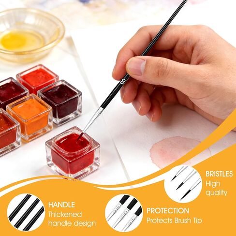 60 PCS Fine Detail Paint Brushes Set, #0#00#000 Small Paint Brushes for Miniatures, Acrylics & Watercolor, Ultra Thin Paint Brush for Model Crafts, Touch up & Paint by Numbers in Saudi Arabia