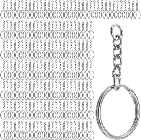 JEUIHAU 400 PCS Split Key Rings with Chains,1 Inch (25mm) Silver Keychain Ring with Open Jump Rings in Saudi Arabia