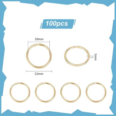 UNICRAFTALE 100 قطعة 12 مللي متر 18K مطلية بالذهب الفولاذ المقاوم للصدأ الانتقال المفتوح خواتم DIY بها بنفسك القرط سوار مفتاح سلسلة قلادة صنع المجوهرات in Kuwait
