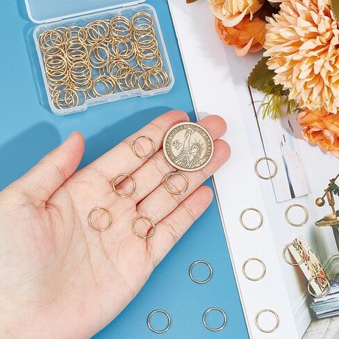 UNICRAFTALE 100 قطعة 12 مللي متر 18K مطلية بالذهب الفولاذ المقاوم للصدأ الانتقال المفتوح خواتم DIY بها بنفسك القرط سوار مفتاح سلسلة قلادة صنع المجوهرات in Kuwait