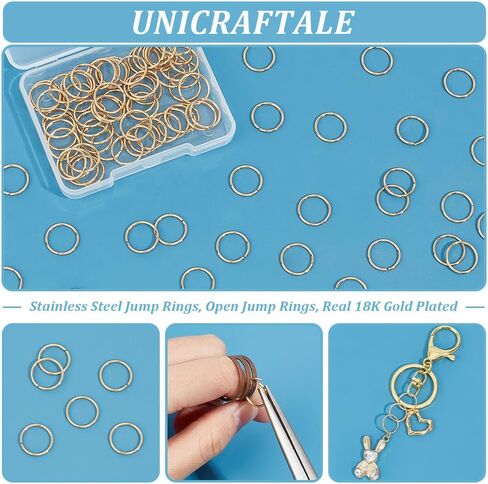 UNICRAFTALE 100 قطعة 12 مللي متر 18K مطلية بالذهب الفولاذ المقاوم للصدأ الانتقال المفتوح خواتم DIY بها بنفسك القرط سوار مفتاح سلسلة قلادة صنع المجوهرات in Kuwait